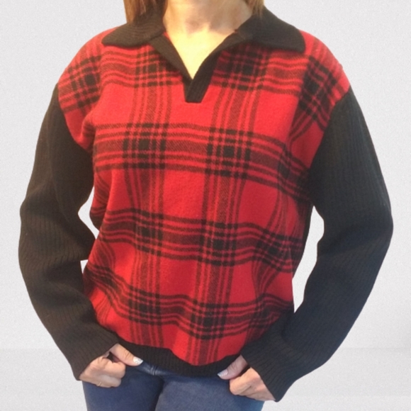 Pendleton Vintage Red Buffalo Plaid Wool Sweater - Picture 16 of 16